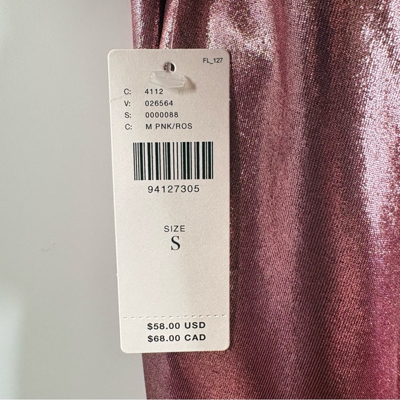 ANTHROPOLOGIE Metallic Medium Pink Sleeveless High-Neck Top NWT $58 - Picture 4 of 4